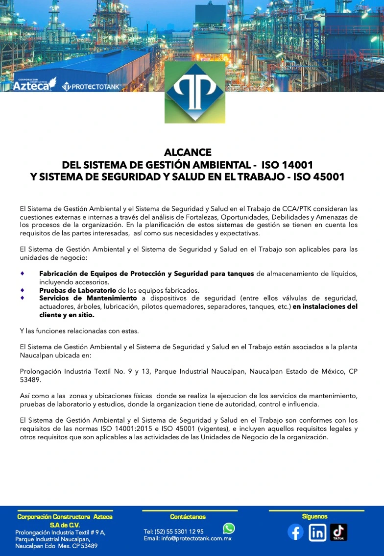 Alcance ISO 14001 e ISO 45001